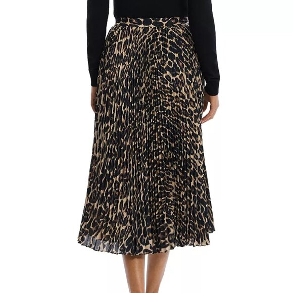 Theory Leopard Pleated Midi Skirt - Picture 3 of 7